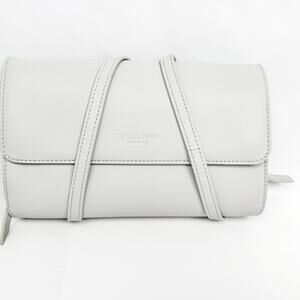 Giorgio Armani Leather Convertible Wallet with Strap Crossbody Light Gray